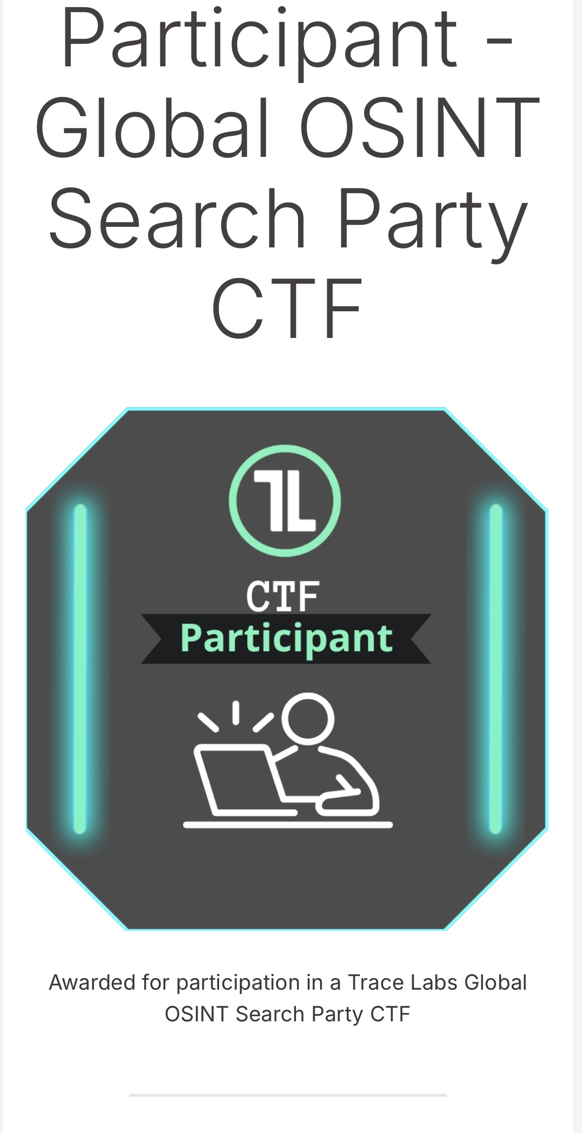 Trace Labs Global OSINT Search Party CTF participant badge